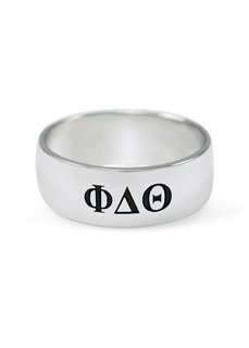 Phi Delta Theta Sterling Silver Wide Band Ring