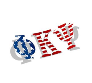 Phi Kappa Psi American Flag Greek Letter Sticker - 2.5" Tall