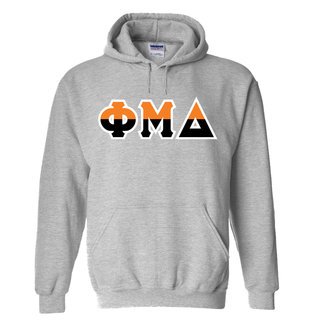 Phi Mu Delta Two Tone Greek Lettered Hooded Sweatshirt