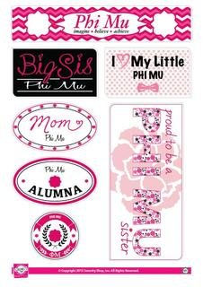 Phi Mu Family Sticker Sheet