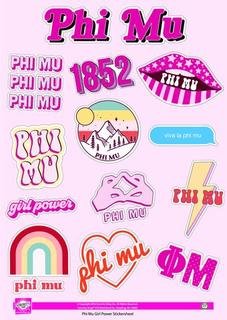 Phi Mu Girl Power Stickers