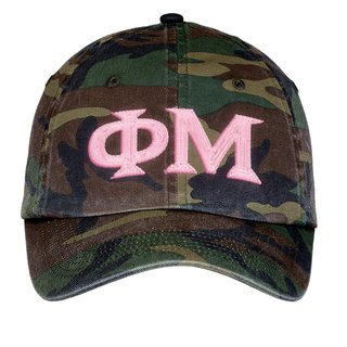 Phi Mu Lettered Camouflage Hat