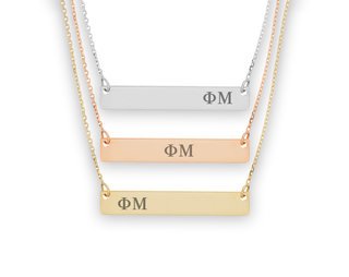 Phi Mu Letters Bar Necklace