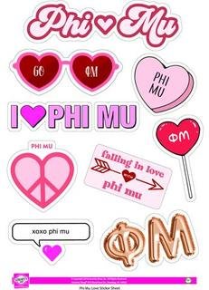 Phi Mu Love Theme Stickers