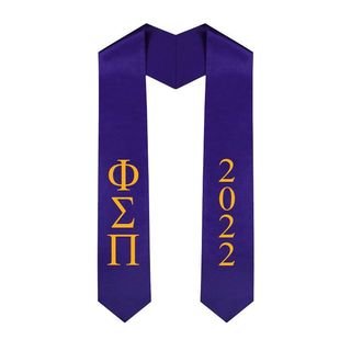 Phi Sigma Pi Greek Lettered Graduation Sash Stole With Year - Best Value