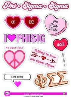 Phi Sigma Sigma Love Theme Stickers
