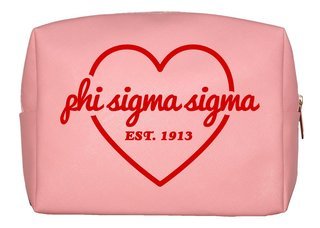 Phi Sigma Sigma Pink with Red Heart Makeup Bag