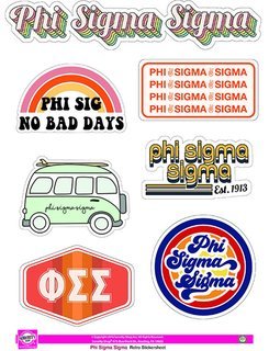 Phi Sigma Sigma Retro Sticker Sheet