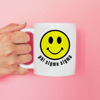 Phi Sigma Sigma Smiley Face Coffee Mug - Personalized!