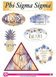 Phi Sigma Sigma Water Color Stickers