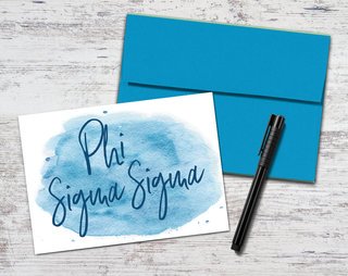 Phi Sigma Sigma Watercolor Script Notecards(6)
