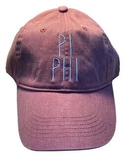 B Hot Pink Baseball Hat with White Thread Pi Phi Pi Beta Phi Sorority