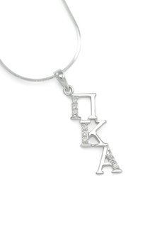 Pi Kappa Alpha Sterling Silver Diagonal Lavaliere set with Lab-Created Diamonds