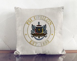 Psi Upsilon Crest Linen Pillow
