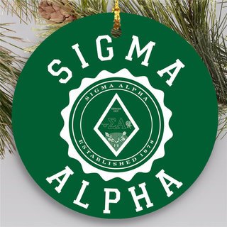 Sigma Alpha Round Christmas Shield Ornament
