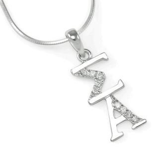 Sigma Alpha Sterling Silver Lavaliere with lab created diamonds