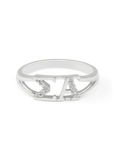 Sigma Alpha Sterling Silver Ring set with Lab-Created Diamonds