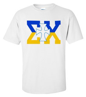 Sigma Chi Lettered Cross T-shirts