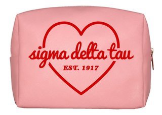 Sigma Delta Tau Pink with Red Heart Makeup Bag