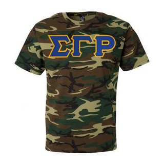 DISCOUNT-Sigma Gamma Rho Lettered Camouflage T-Shirt