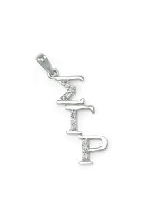 Sigma Gamma Rho Sterling Silver Diagonal Lavaliere set with Lab-Created Diamonds