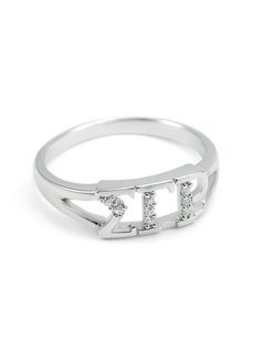 Sigma Gamma Rho Sterling Silver Ring set with Lab-Created Diamonds