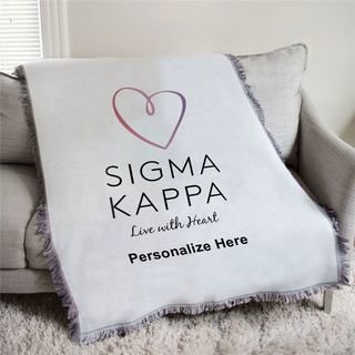 Sigma Kappa Heart Afghan Blanket Throw