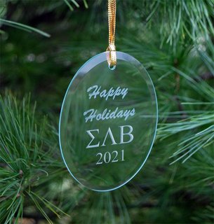 Sigma Lambda Beta Holiday Glass Oval Ornaments