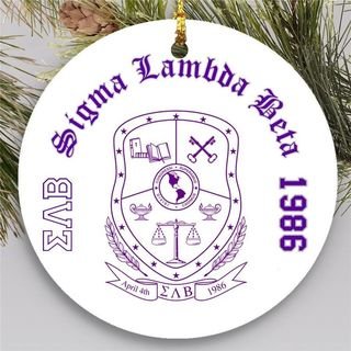 Sigma Lambda Beta Round Christmas Shield Ornament