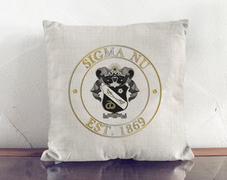 Sigma Nu Crest Linen Pillow