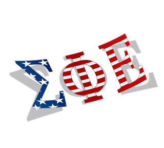 Sigma Phi Epsilon American Flag Greek Letter Sticker - 2.5" Tall