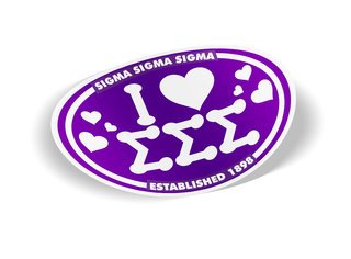 Sigma Sigma Sigma I Love Sorority Sticker - Oval