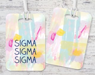 Sigma Sigma Sigma Watercolor Luggage Tag