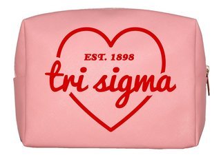 Sigma Sigma Sigma Pink with Red Heart Makeup Bag