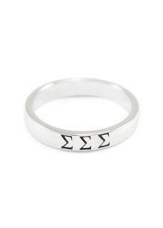 Sigma Sigma Sigma silver thin-band ring with black enameled Greek letters