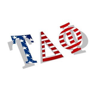 Tau Delta Phi American Flag Greek Letter Sticker - 2.5" Tall