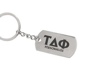 Tau Delta Phi Dog Tag Style Custom Keychain