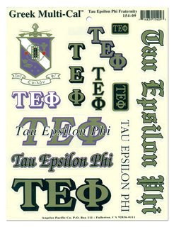 Tau Epsilon Phi Multi Greek Decal Sticker Sheet