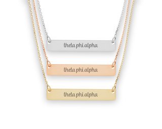 Theta Phi Alpha Script Bar Necklace