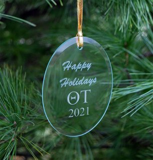 Theta Tau Holiday Glass Oval Ornaments