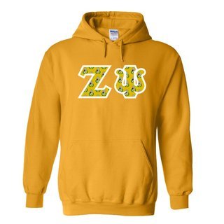 Zeta Psi Fraternity Crest - Shield Twill Letter Hooded Sweatshirt