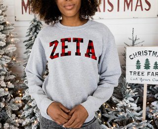 Zeta Tau Alpha Christmas Plaid Nickname Sweatshirt