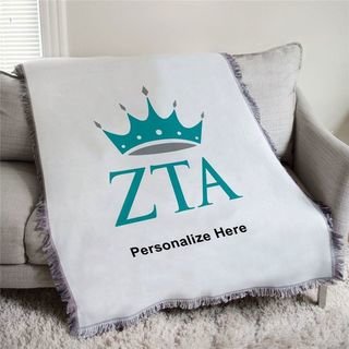 Zeta Tau Alpha Crown Afghan Blanket Throw