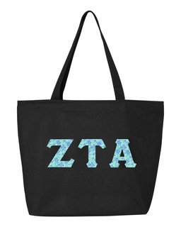 Zeta Tau Alpha Greek Letter Zipper Tote