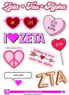 Zeta Tau Alpha Love Theme Stickers