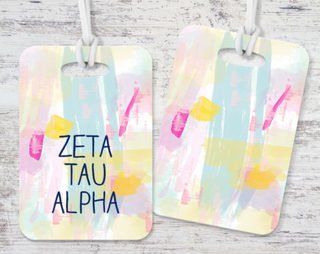 Zeta Tau Alpha Watercolor Luggage Tag
