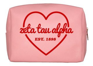 Zeta Tau Alpha Pink with Red Heart Makeup Bag
