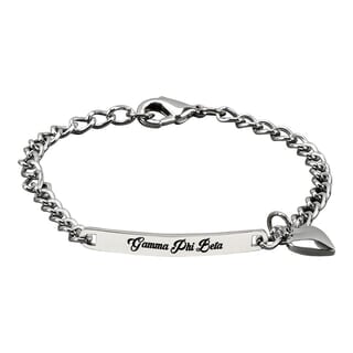Gamma Phi Beta Bracelets Greek Sorority Jewelry Gamma Phi Beta Bracelet With Hanging Heart Charm