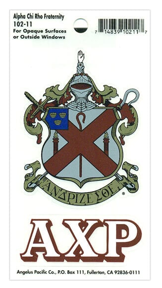 Alpha Chi Rho Crest - Shield Decal SALE $4.95. - Greek Gear®