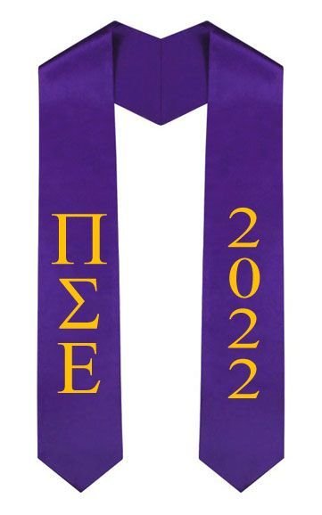 Pi Sigma Epsilon Greek Lettered Graduation Sash Stole With Year - Best Value